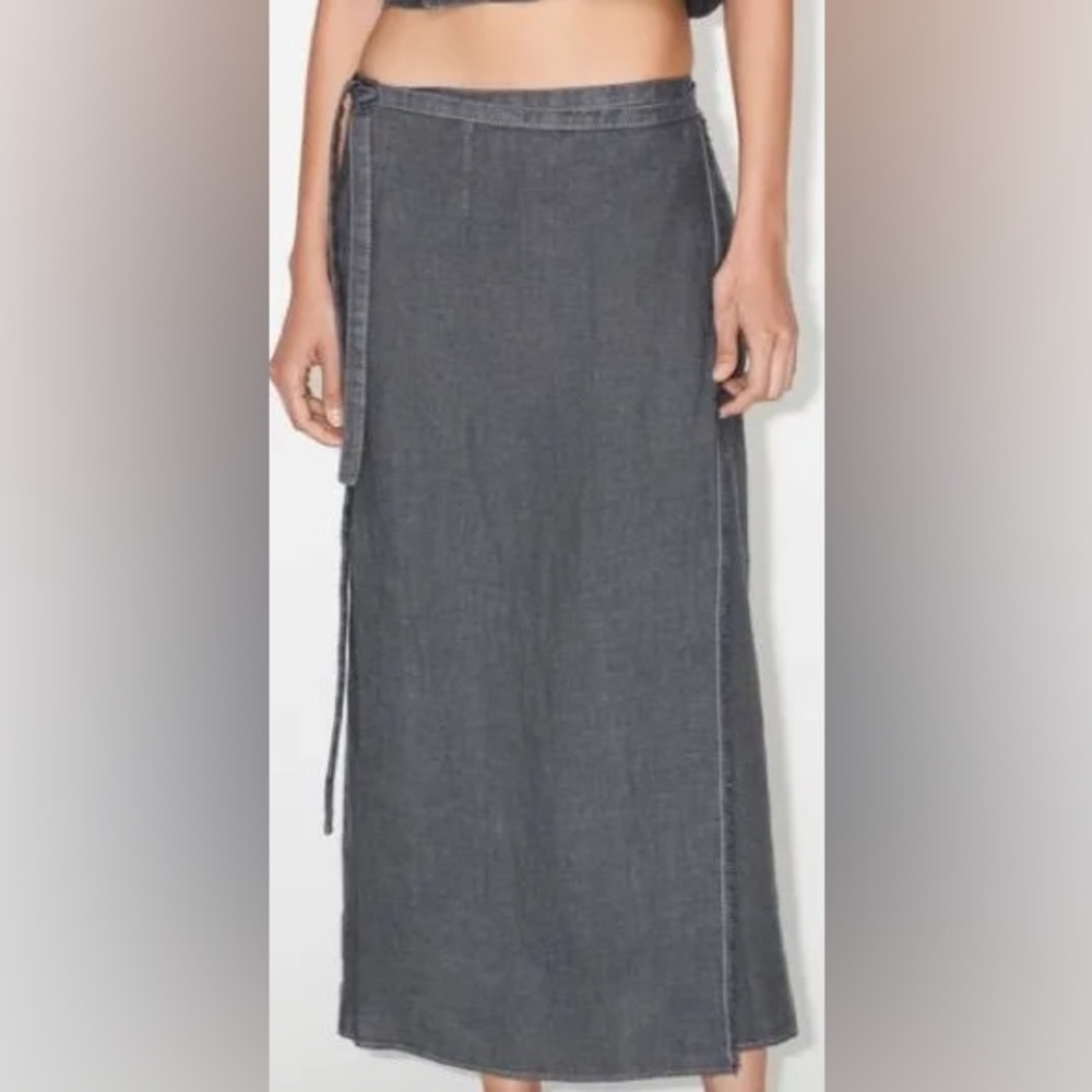 Zara Washed Linen Wrap Skirt